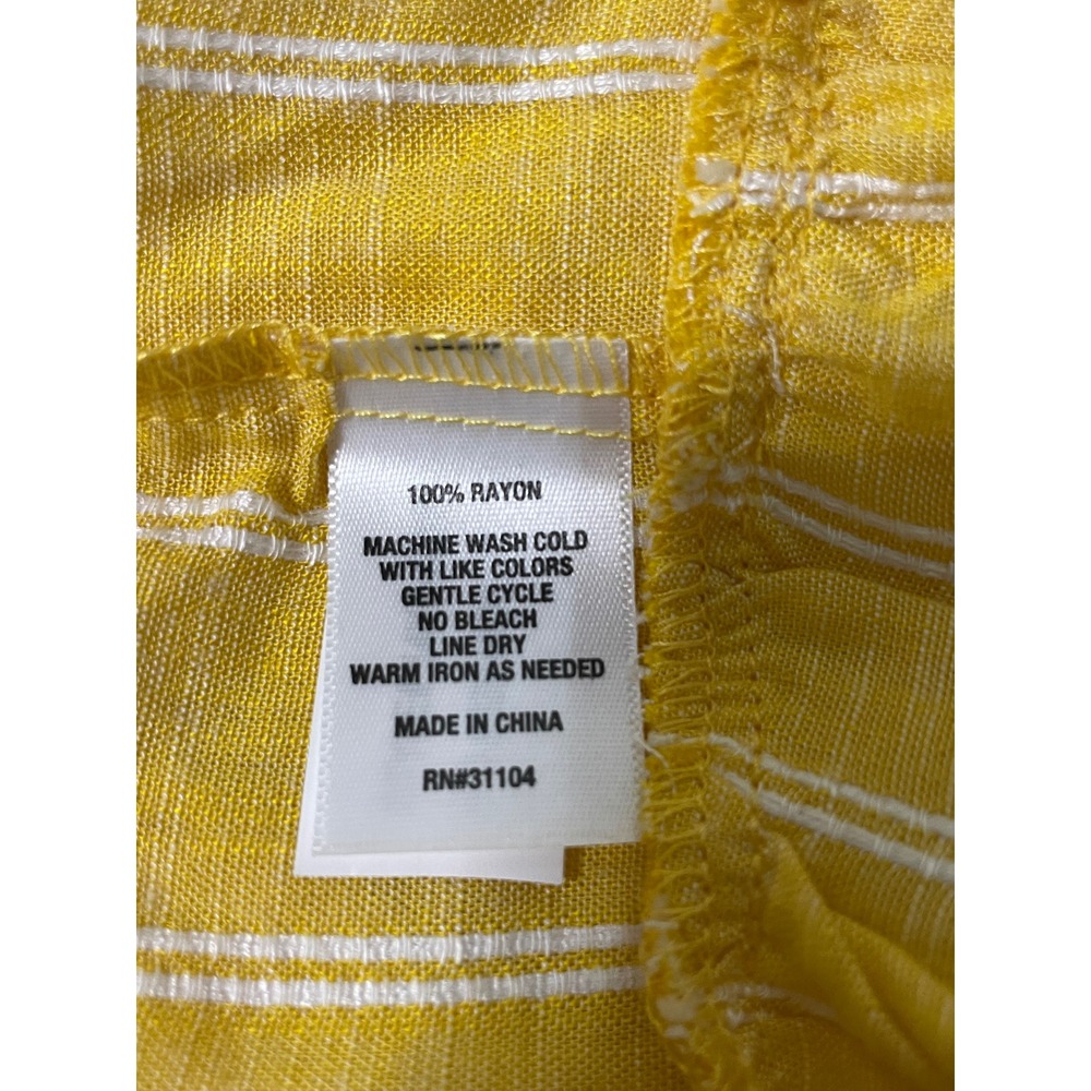 True Craft‎ Yellow White Stripe Tiered Tank Top Tie Shoulders Small - Picture 5 of 6